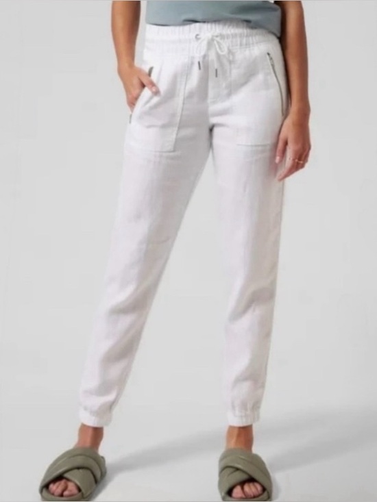 Athleta Pants - Athleta Cabo Linen White Joggers Pants